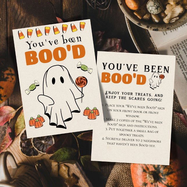 Cute Halloween Games Boo Neighbour Game Card (Bring the Halloween spirit to the neighborhood with this "We've been Boo'd" game sign.)