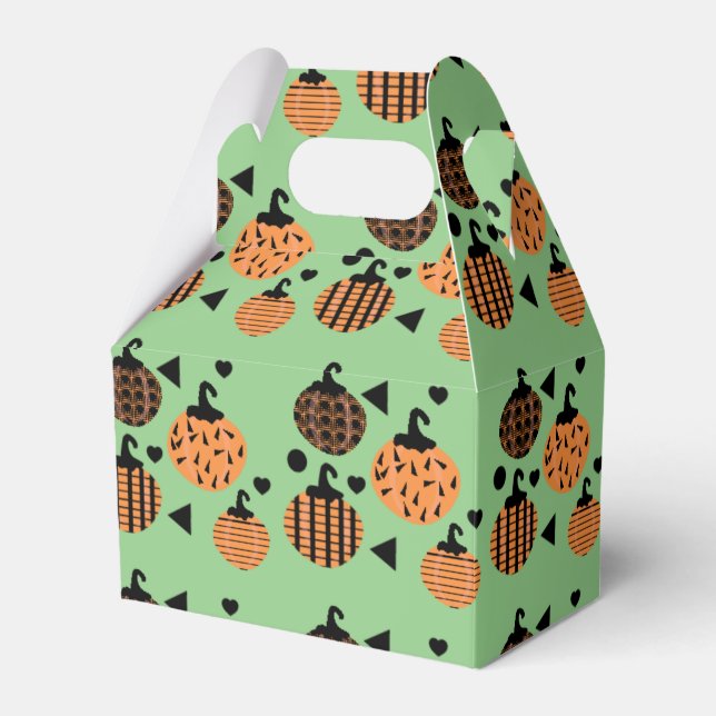Cute Halloween Geometric Confetti Pumpkins Favour Box (Front Side)
