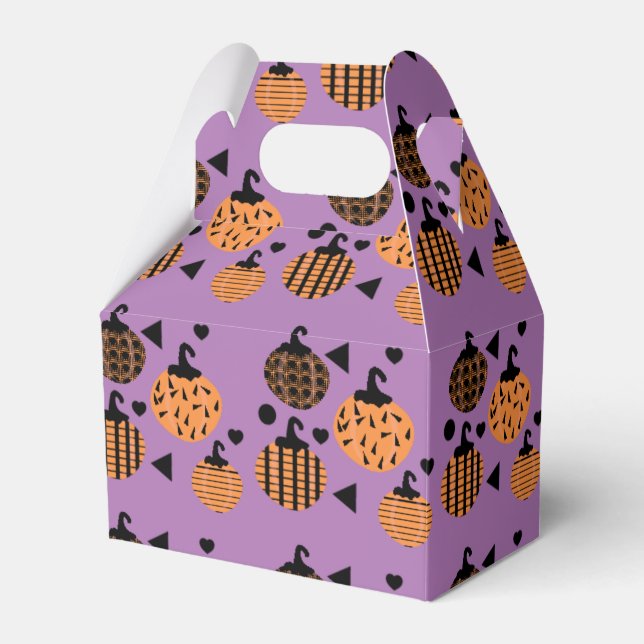 Cute Halloween Geometric Confetti Pumpkins Favour Box (Front Side)