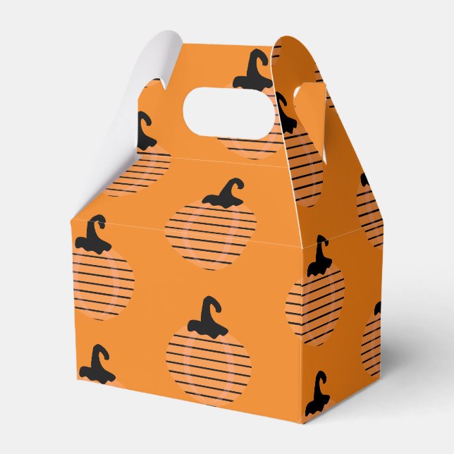 Cute Halloween Geometric Stripes Pumpkin Favour Box (Front Side)