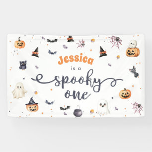 Cute Halloween Ghost 1st Birthday Party Banner