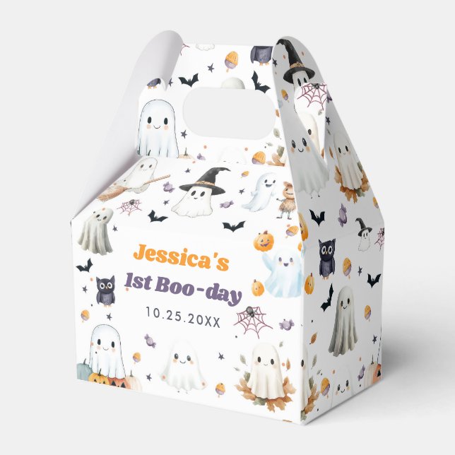 Cute Halloween Ghost 1st Birthday Party Favour Box (Front Side)