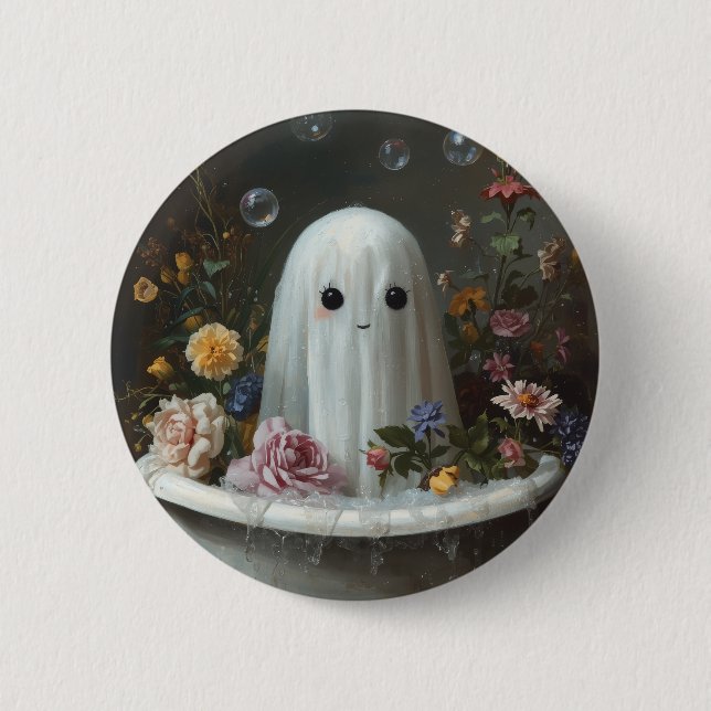 Cute Halloween Ghost 6 Cm Round Badge (Front)