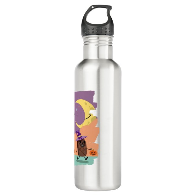 Cute Halloween Ghost and Candy Friends 710 Ml Water Bottle (Front)