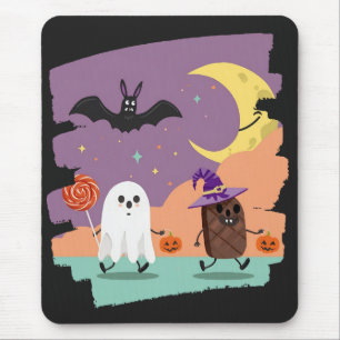 Cute Halloween Ghost and Candy Friends Mouse Mat
