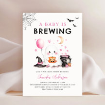 Cute Halloween Ghost Baby Shower Invitation