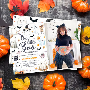 Cute Halloween Ghost Baby Shower Party Photo Invitation
