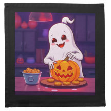 Cute Halloween Ghost Baking Cookies with Pumpkin
