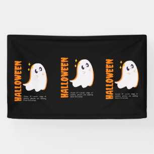Cute Halloween Ghost Banner - Spooky Black