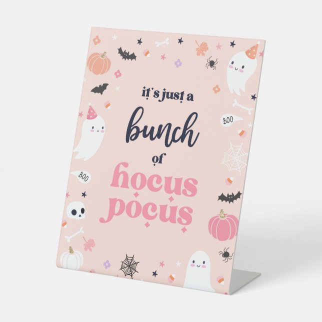 Cute Halloween Ghost Birthday Party Decorations  Pedestal Sign (Front)