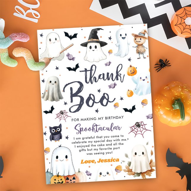 Cute Halloween Ghost Birthday Party Thank You Card (Creator Uploaded)