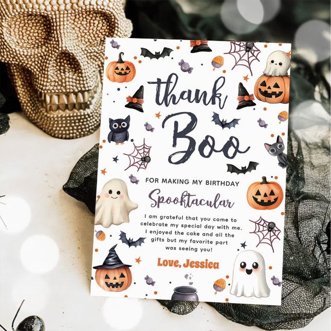 Cute Halloween Ghost Birthday Party Thank You Card (Creator Uploaded)