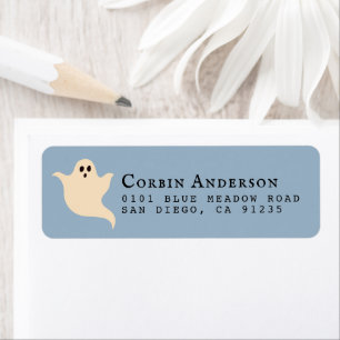 Cute Halloween Ghost Blue Return Address