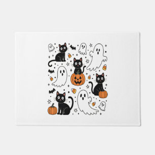 Cute Halloween Ghost Boo Cat Doormat