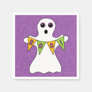 Cute Halloween Ghost Boo Purple Party Napkin
