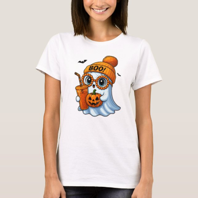 Cute Halloween Ghost Boo T-Shirt (Front)
