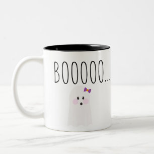 Cute Halloween Ghost Boooooooo Two-Tone Coffee Mug
