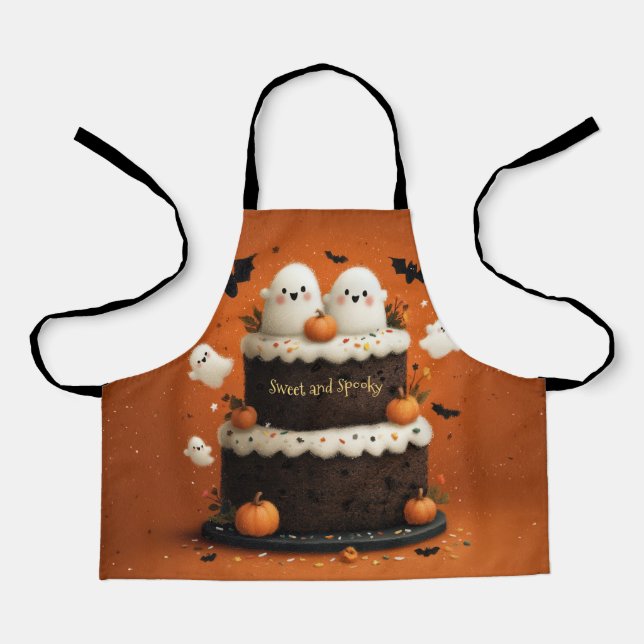 Cute Halloween Ghost Cake A Little Boo Apron (Front)