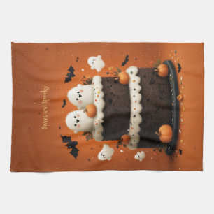 Cute Halloween Ghost Cake A Little Boo Tea Towel
