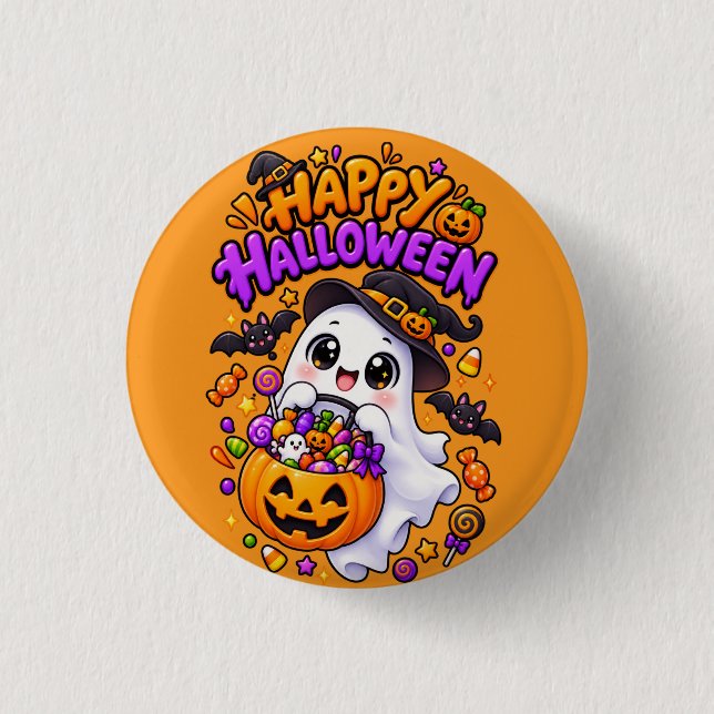 Cute Halloween Ghost Candy Pumpkin 3 Cm Round Badge (Front)
