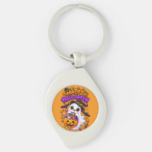 Cute Halloween Ghost Candy Pumpkin Key Ring