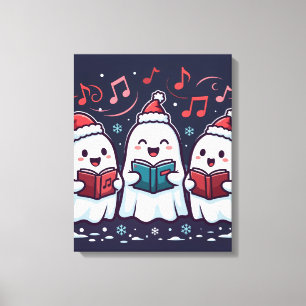 Cute Halloween Ghost Carolers Canvas Print