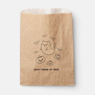 Cute Halloween Ghost Cat Pumpkins Bats Line Art St Favour Bags