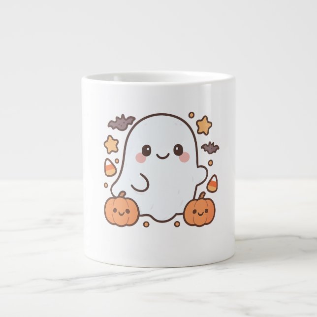 Cute Halloween Ghost Clipart,Fun and Cute Spooky  Large Coffee Mug (Front)