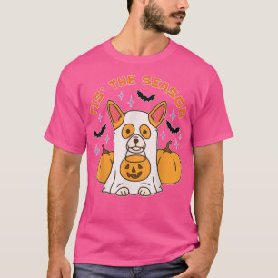 Cute Halloween Ghost Costume Dog Pumpkin Tis The S T-Shirt