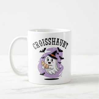 Cute Halloween Ghost Croissant Haunting Coffee Mug