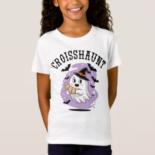 Cute Halloween Ghost Croissant Haunting T-Shirt