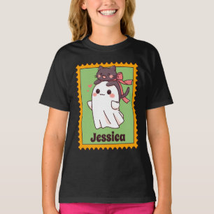 Cute Halloween Ghost Custom Name Stamp T-Shirt