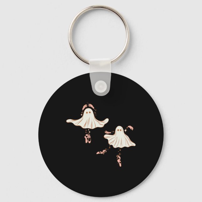Cute Halloween Ghost Dancing Ballerina  Key Ring (Front)