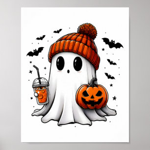 Cute Halloween Ghost Drink Pumpkin 1 Poster
