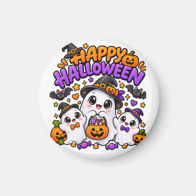 Cute Halloween Ghost Family Magnet (Front)
