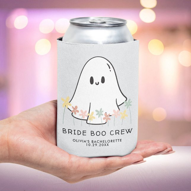 Cute Halloween Ghost Floral Bachelorette Party Can Cooler (Creator Uploaded)