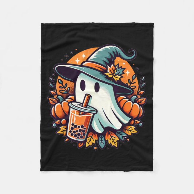 Cute Halloween Ghost Funny Halloween Ghost Fleece Blanket (Front)