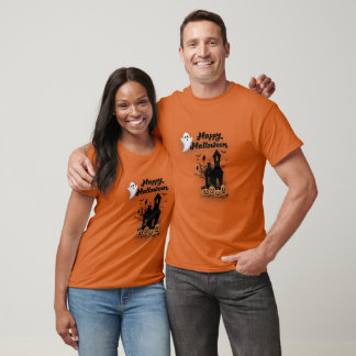 Cute Halloween Ghost Haunted House Pumpkin T-Shirt