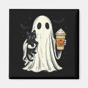Cute Halloween Ghost Holding Black Cat Fall Coffee Magnet