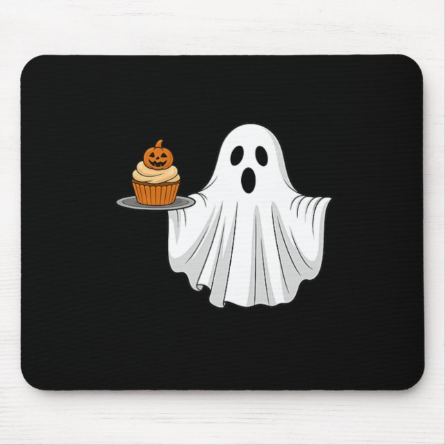 Cute Halloween Ghost Holding Pumpkin Cupcake Pocke Mouse Mat (Front)