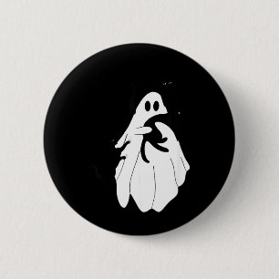 Cute Halloween Ghost Holding Three Black Cats 6 Cm Round Badge