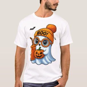 Cute Halloween Ghost Illustration T-Shirt