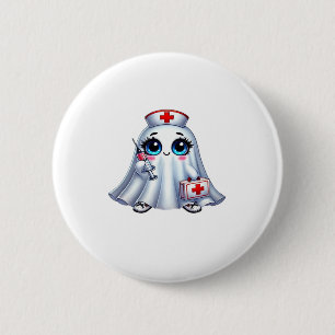 Cute Halloween ghost in a nurse's uniform Classic  6 Cm Round Badge