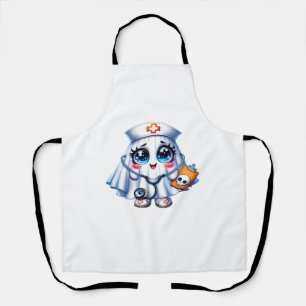 Cute Halloween ghost in a nurse's uniform Classic Apron