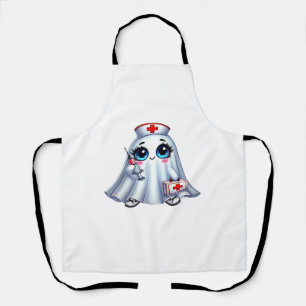 Cute Halloween ghost in a nurse's uniform Classic Apron