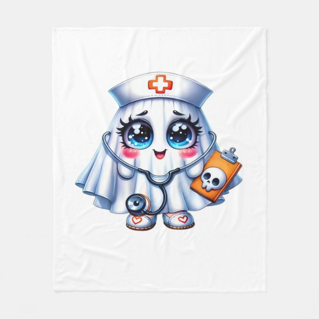 Cute Halloween ghost in a nurse's uniform Classic  Fleece Blanket (Front)