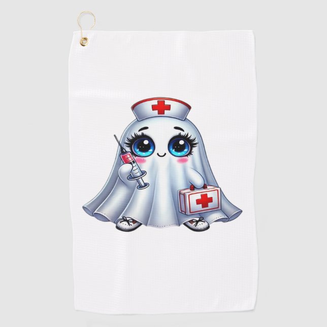 Cute Halloween ghost in a nurse's uniform Classic  Golf Towel (Front)