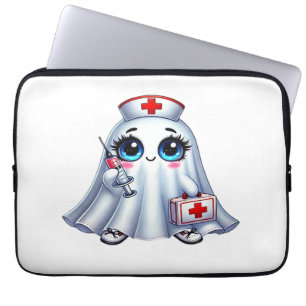 Cute Halloween ghost in a nurse's uniform Classic Laptop Sleeve