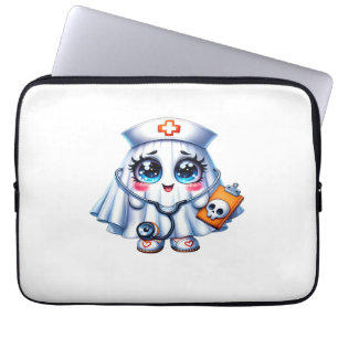 Cute Halloween ghost in a nurse's uniform Classic Laptop Sleeve