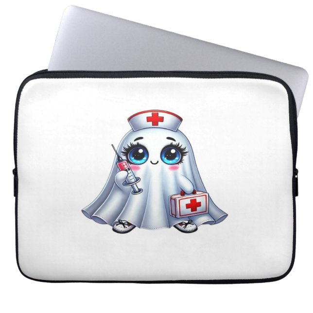 Cute Halloween ghost in a nurse's uniform Classic  Laptop Sleeve (Front)